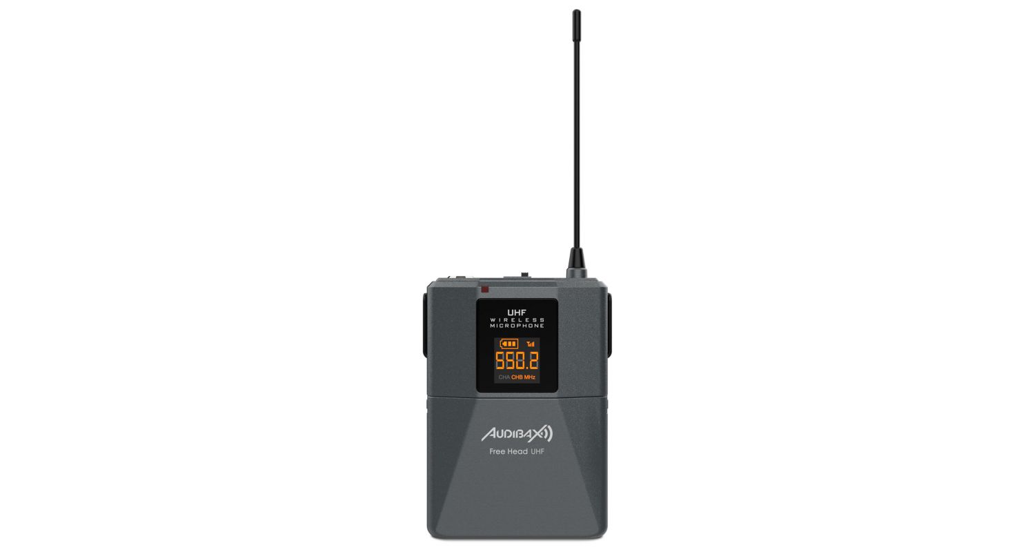 Audibax Missouri Free Head UHF Wireless Beltpack with Headset Mic Lavalier Mic